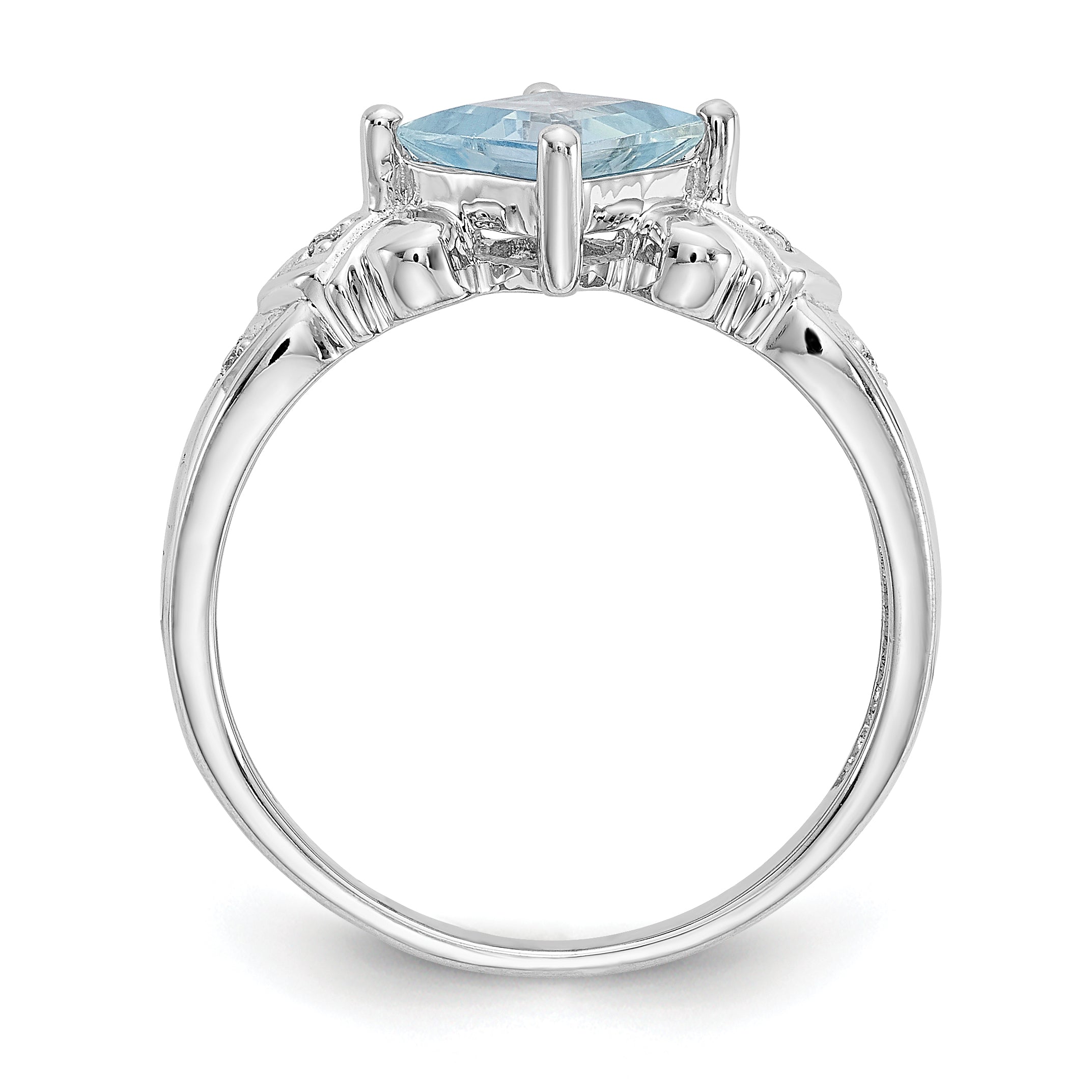 10k White Gold Aquamarine & Diamond Ring Secondary image