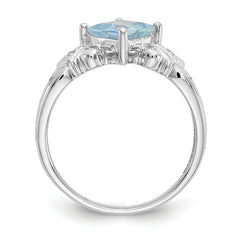 10k White Gold Aquamarine & Diamond Ring