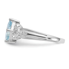 10k White Gold Aquamarine & Diamond Ring