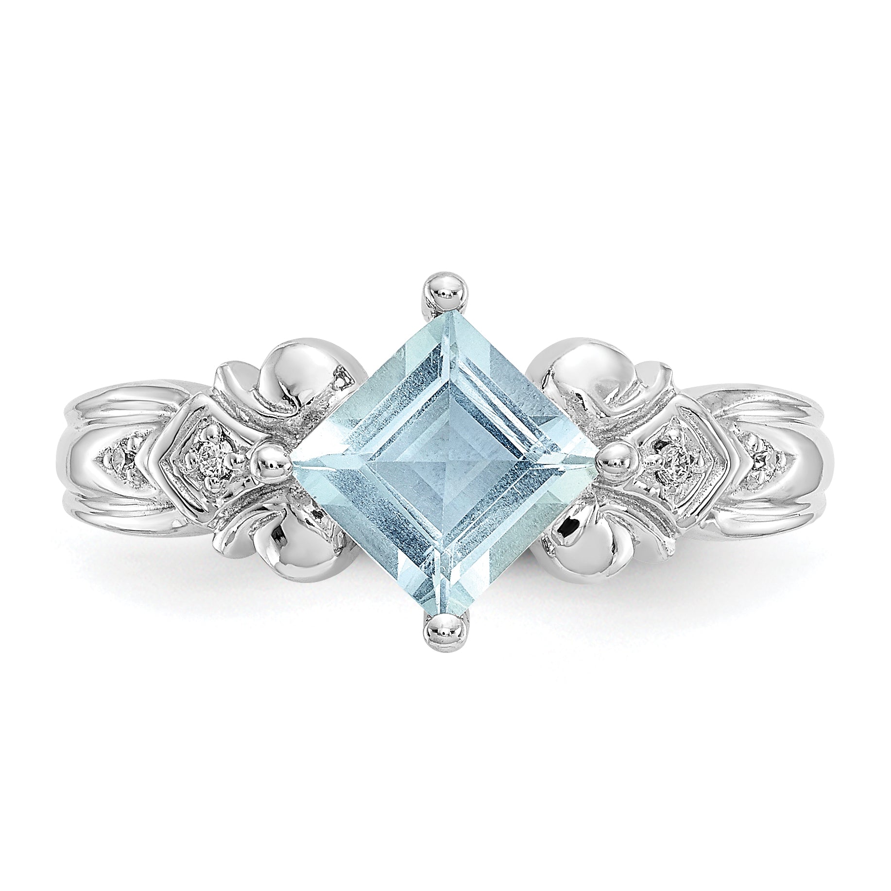 10k White Gold Aquamarine & Diamond Ring