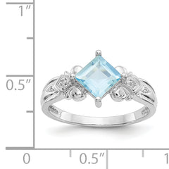 10k White Gold Aquamarine & Diamond Ring