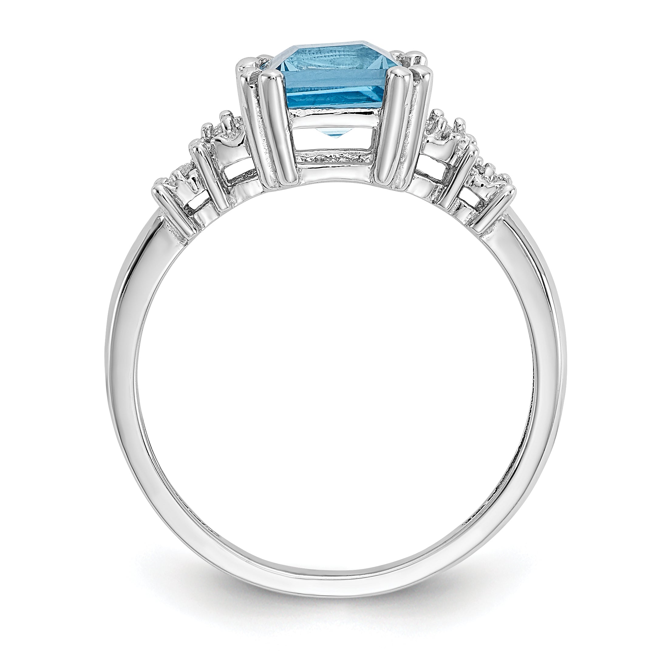 10k White Gold Diamond and Blue Topaz Ring