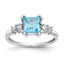 10k White Gold Diamond and Blue Topaz Ring