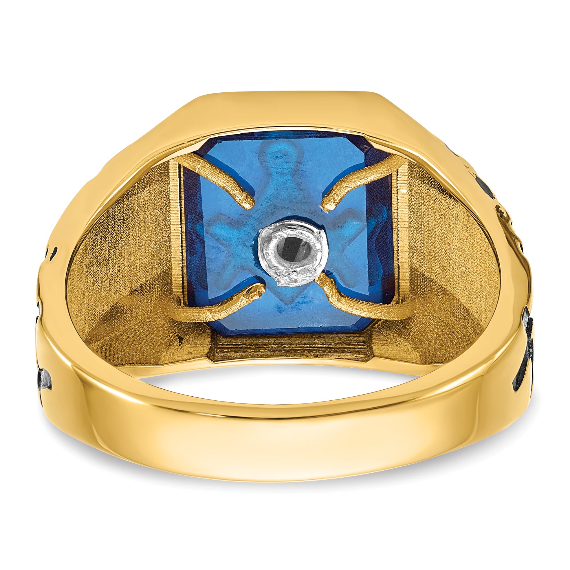 10k Men's Polished and Grooved Masonic Ring Mounting - 10