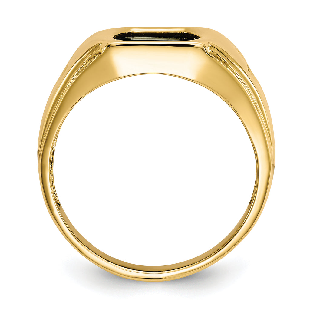 10k Onyx & .01ct Diamond Mens Cross Ring