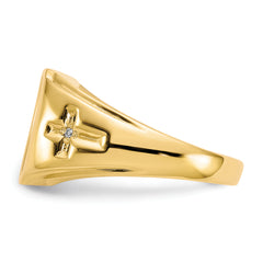 10k Onyx & .01ct Diamond Mens Cross Ring - 10