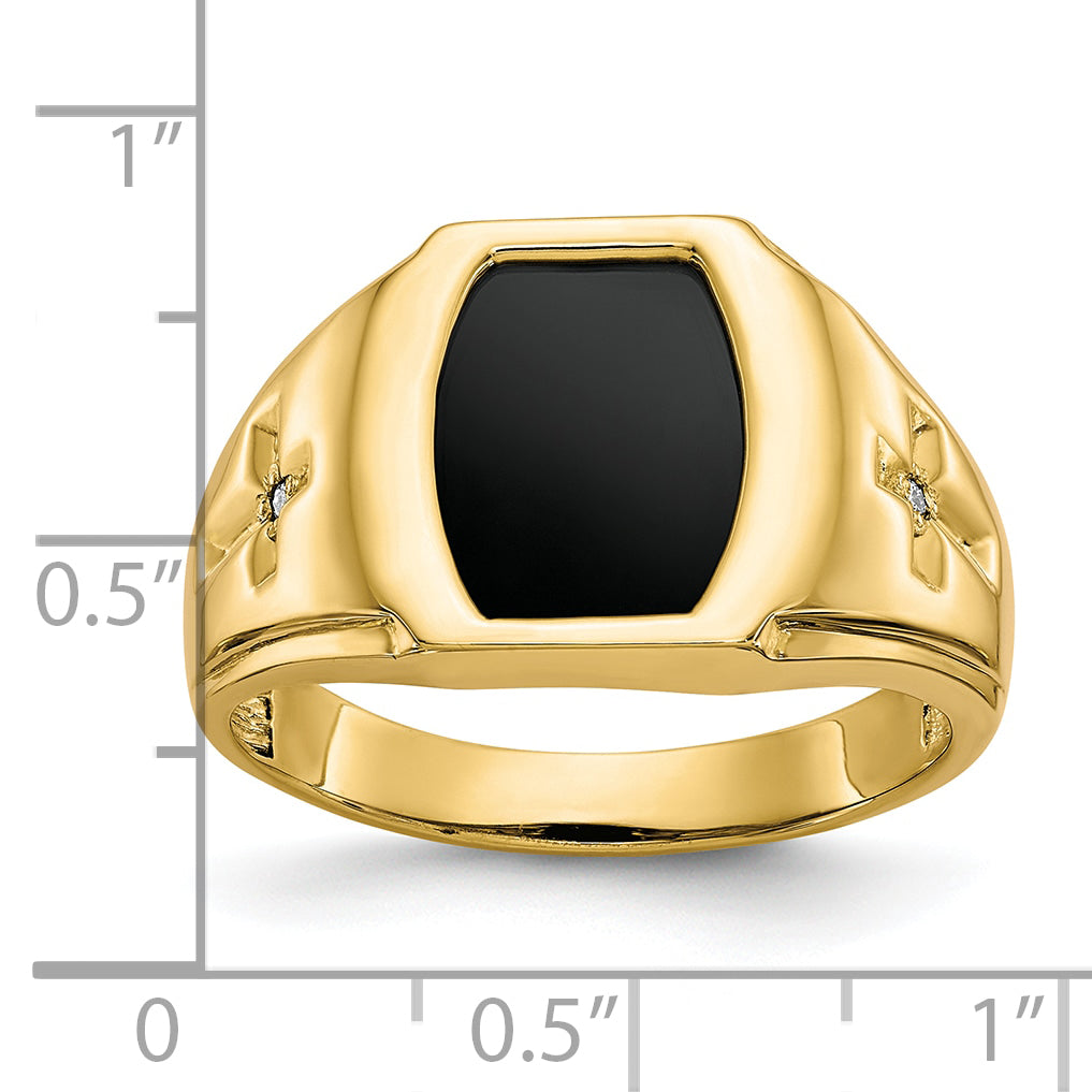 10k Onyx & .01ct Diamond Mens Cross Ring - 10