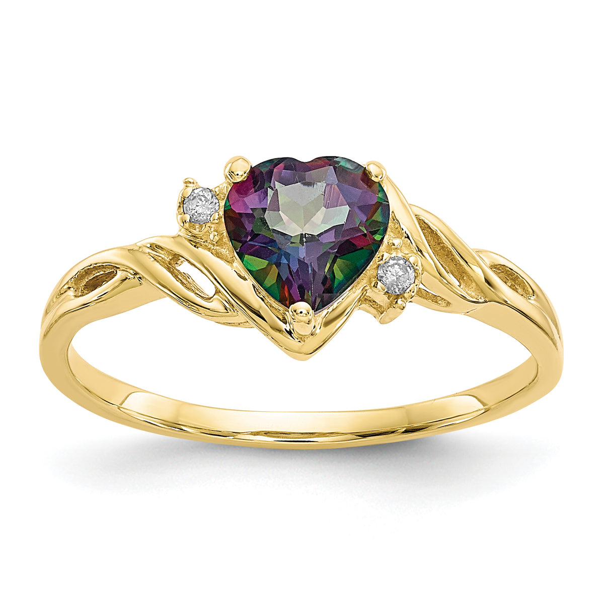 10k Heart Mystic Fire Topaz & .01ct Diamond Ring