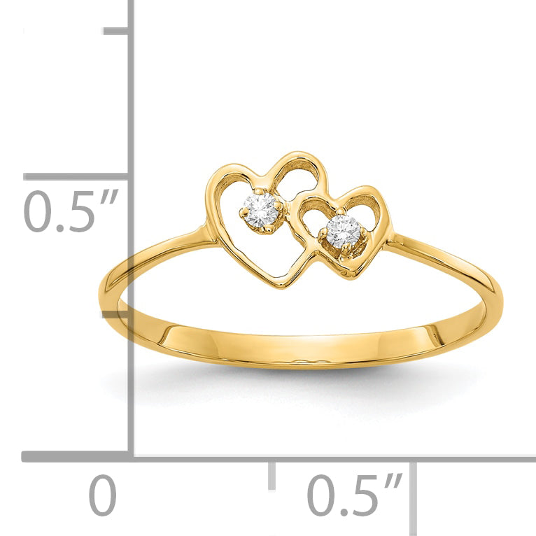 10K Polished AA Diamond heart ring