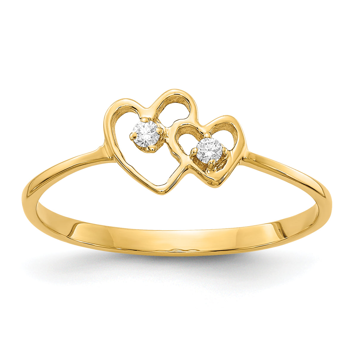 10K Polished AA Diamond heart ring