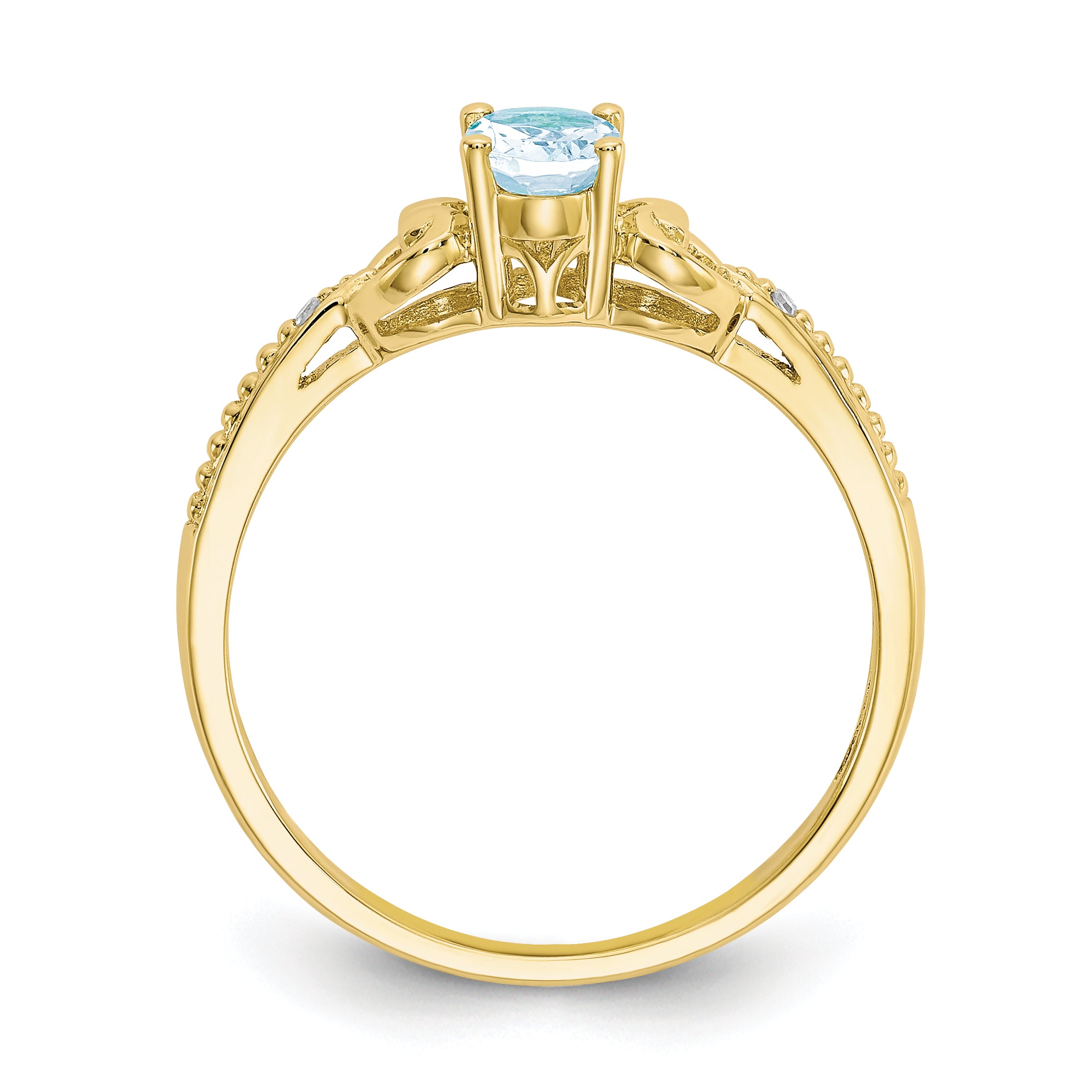 10K Aquamarine and Diamond Ring