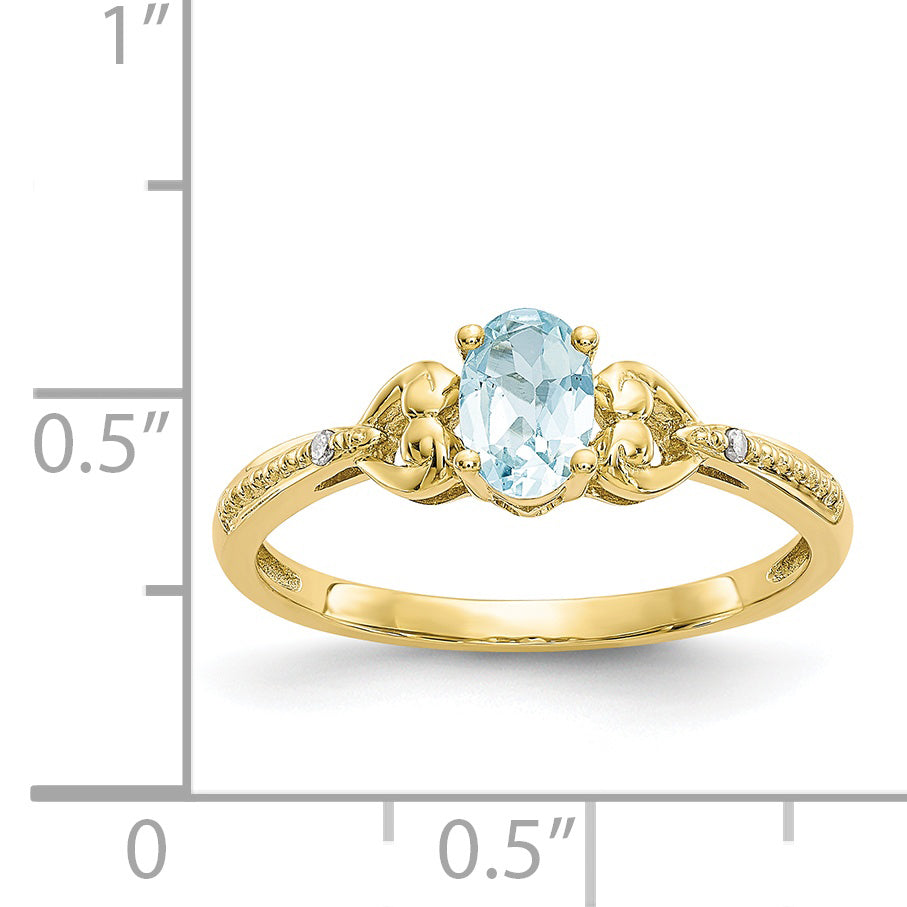 10K Aquamarine and Diamond Ring