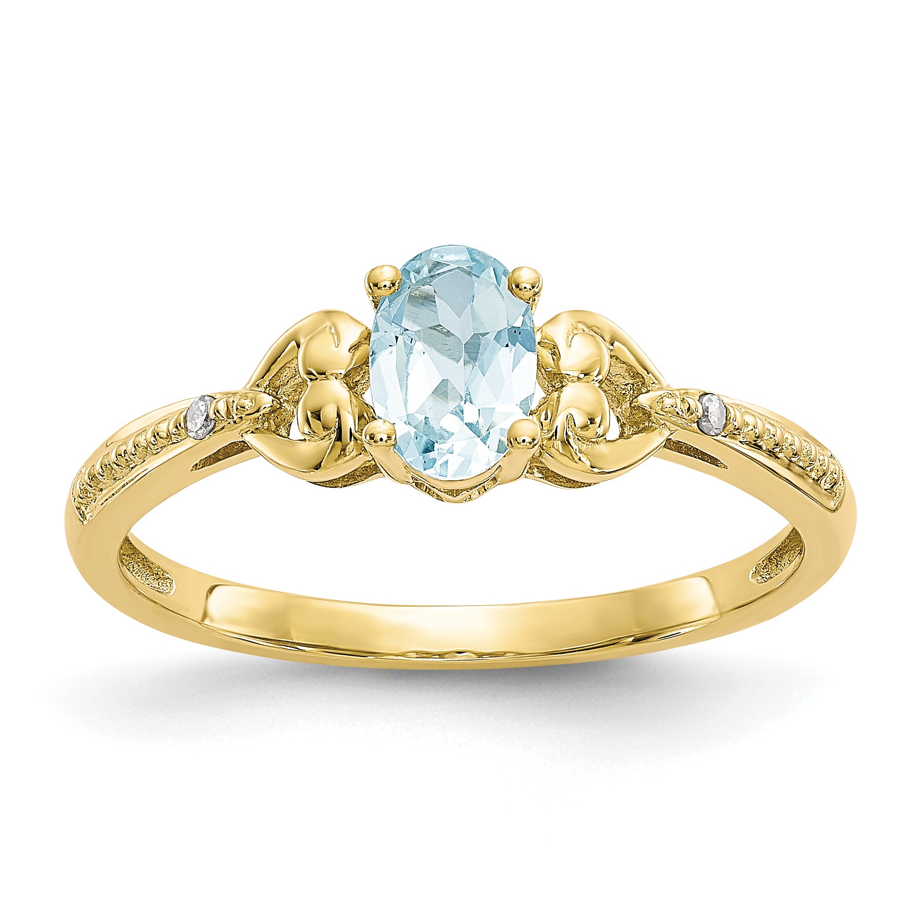 10K Aquamarine and Diamond Ring Main image