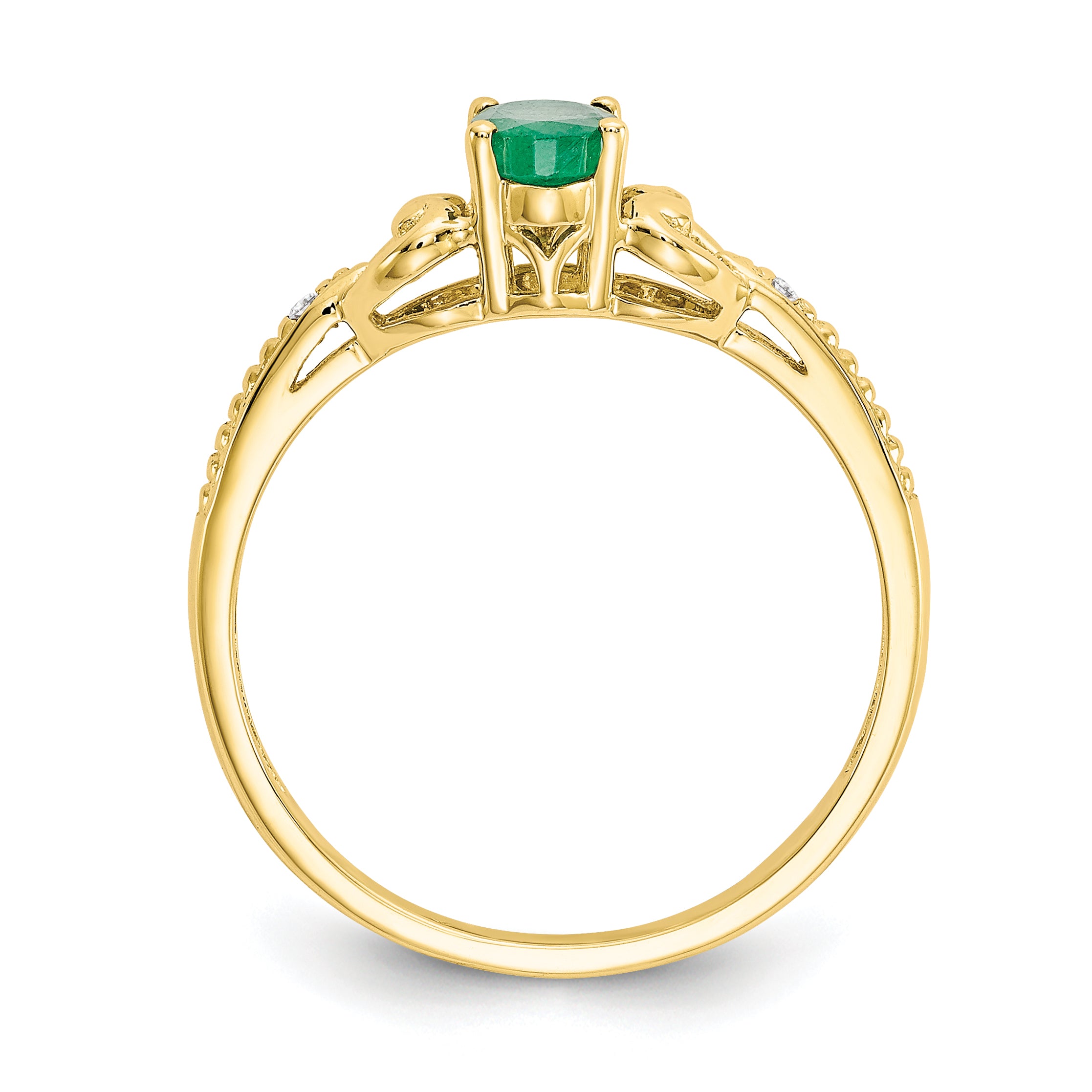 10K Emerald and Diamond Ring