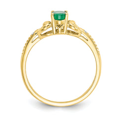 10K Emerald and Diamond Ring