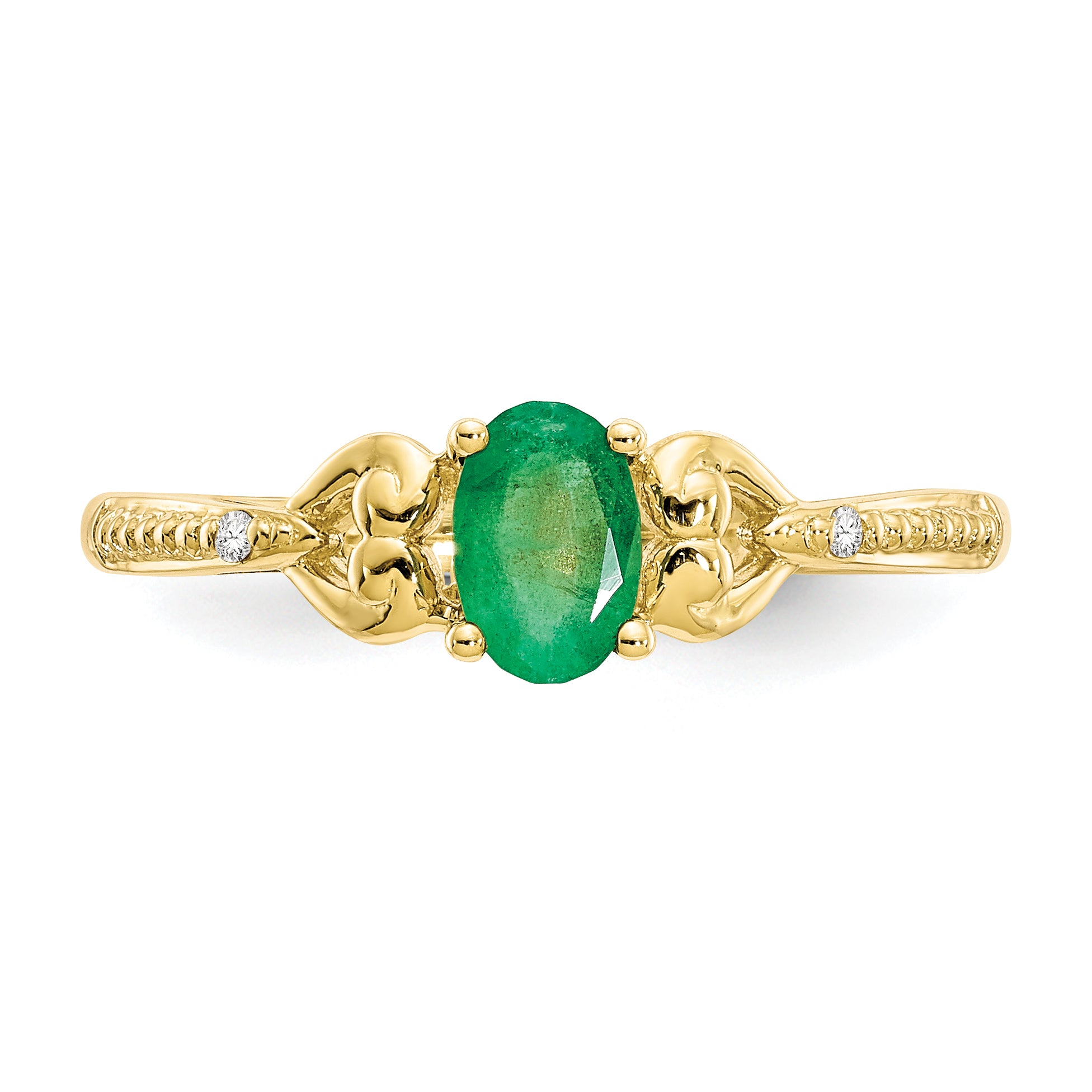 10K Emerald and Diamond Ring