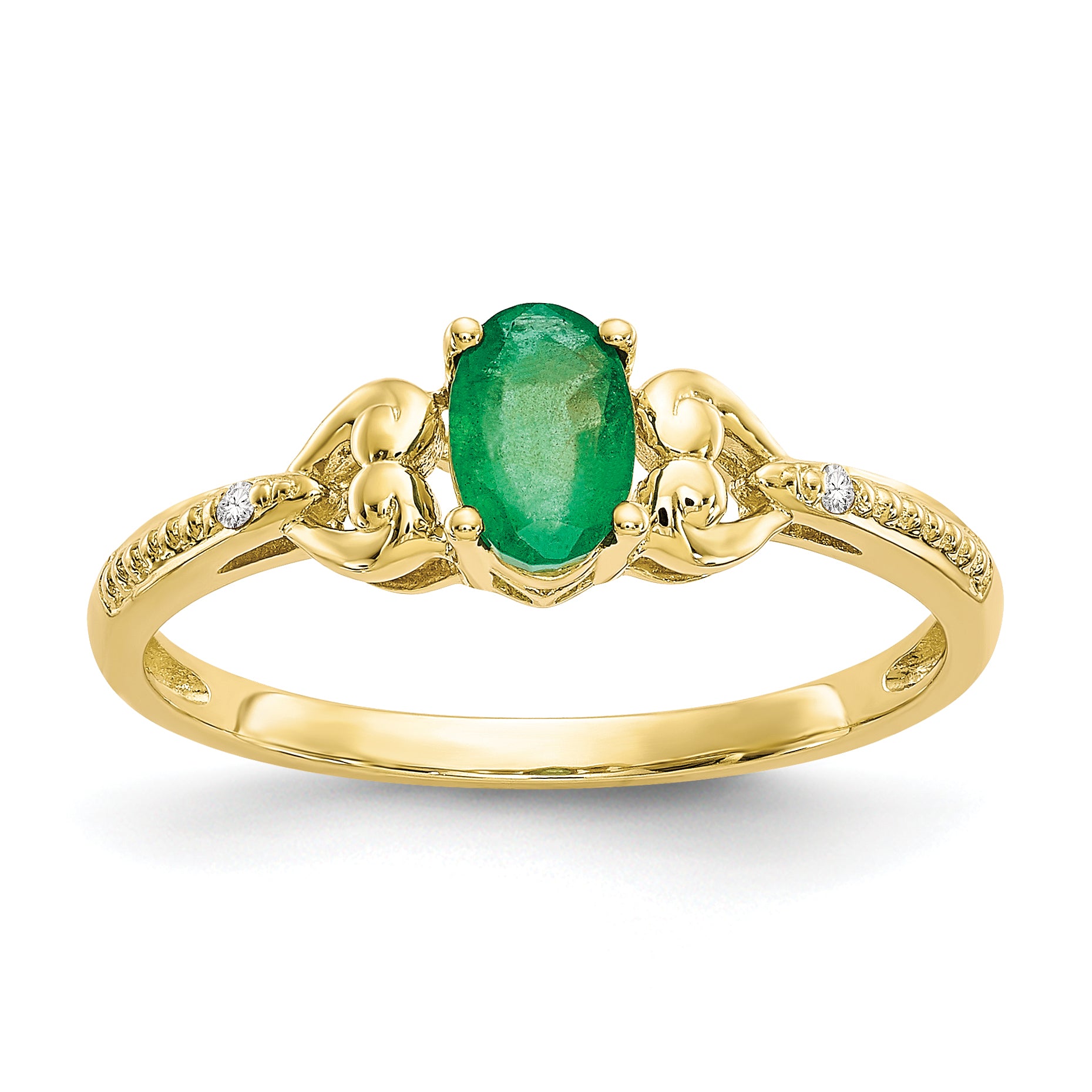 10K Emerald and Diamond Ring Main image