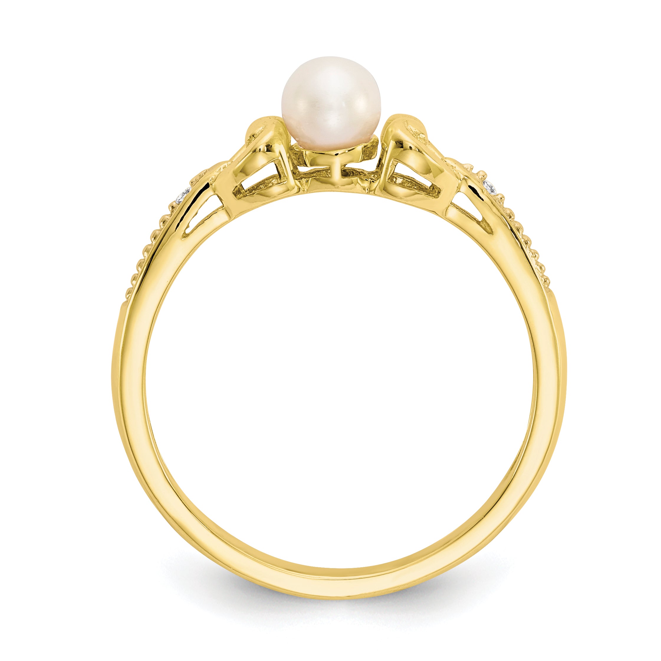 10K Fresh Water Cultured Pearl and Diamond Ring Secondary image
