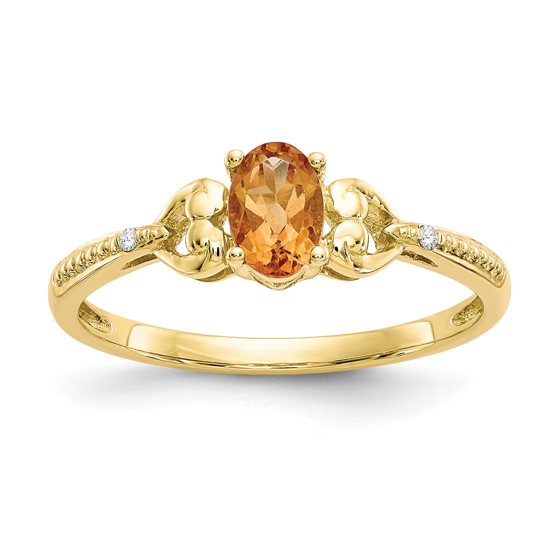 10K Citrine and Diamond Ring Main image