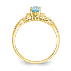 10K Light Swiss Blue Topaz and Diamond Ring