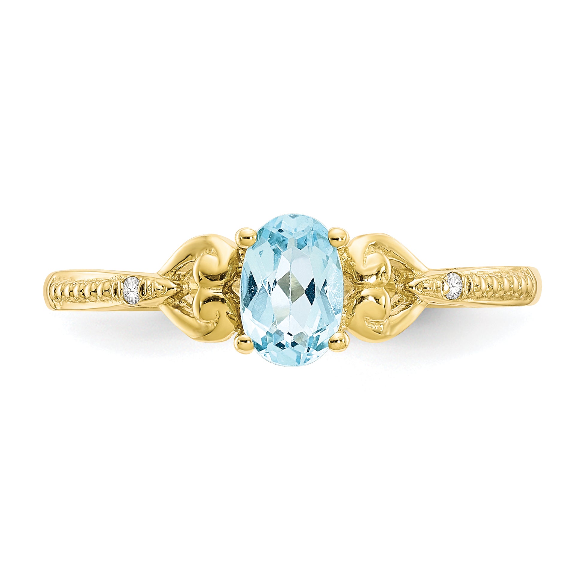 10K Light Swiss Blue Topaz and Diamond Ring