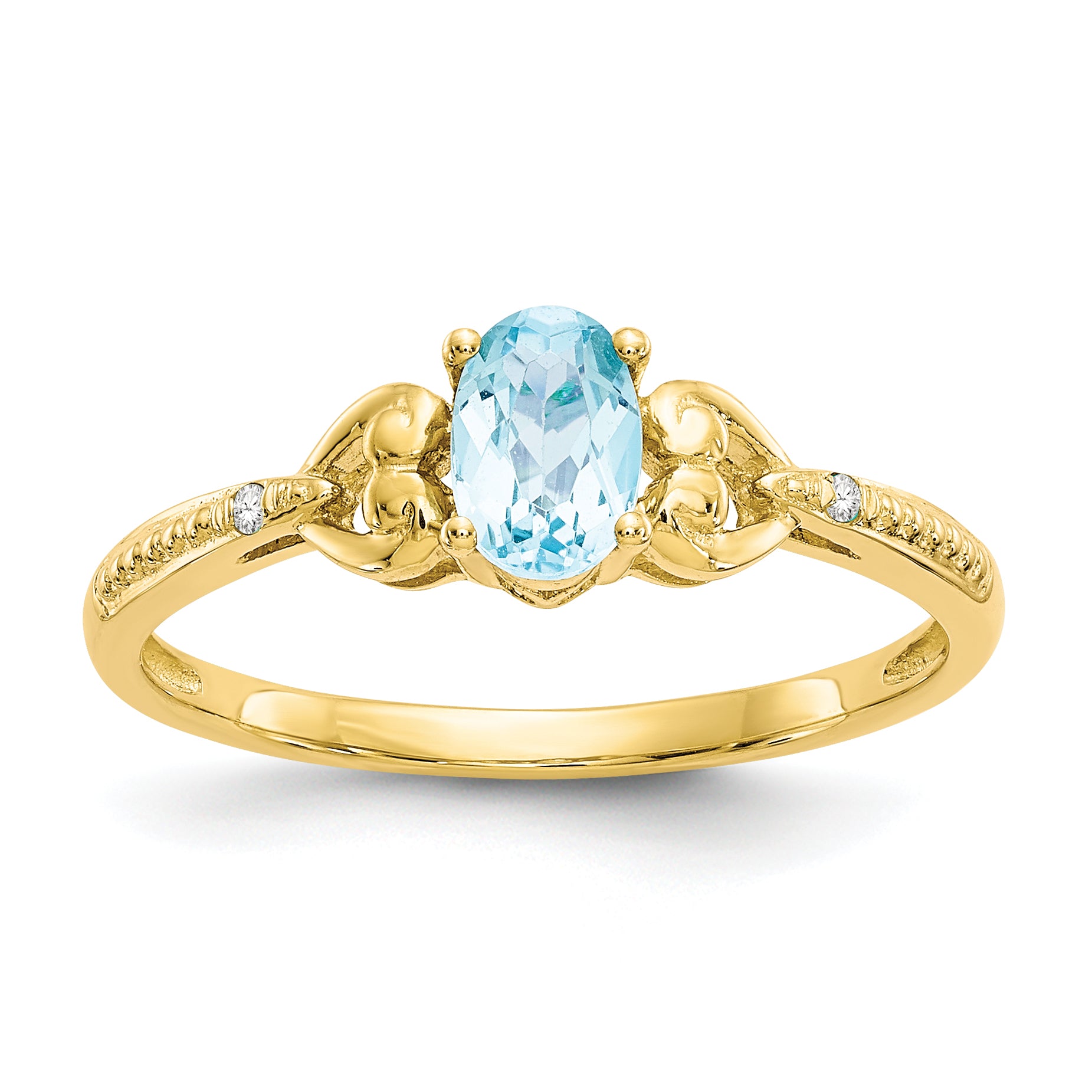 10K Light Swiss Blue Topaz and Diamond Ring Main image