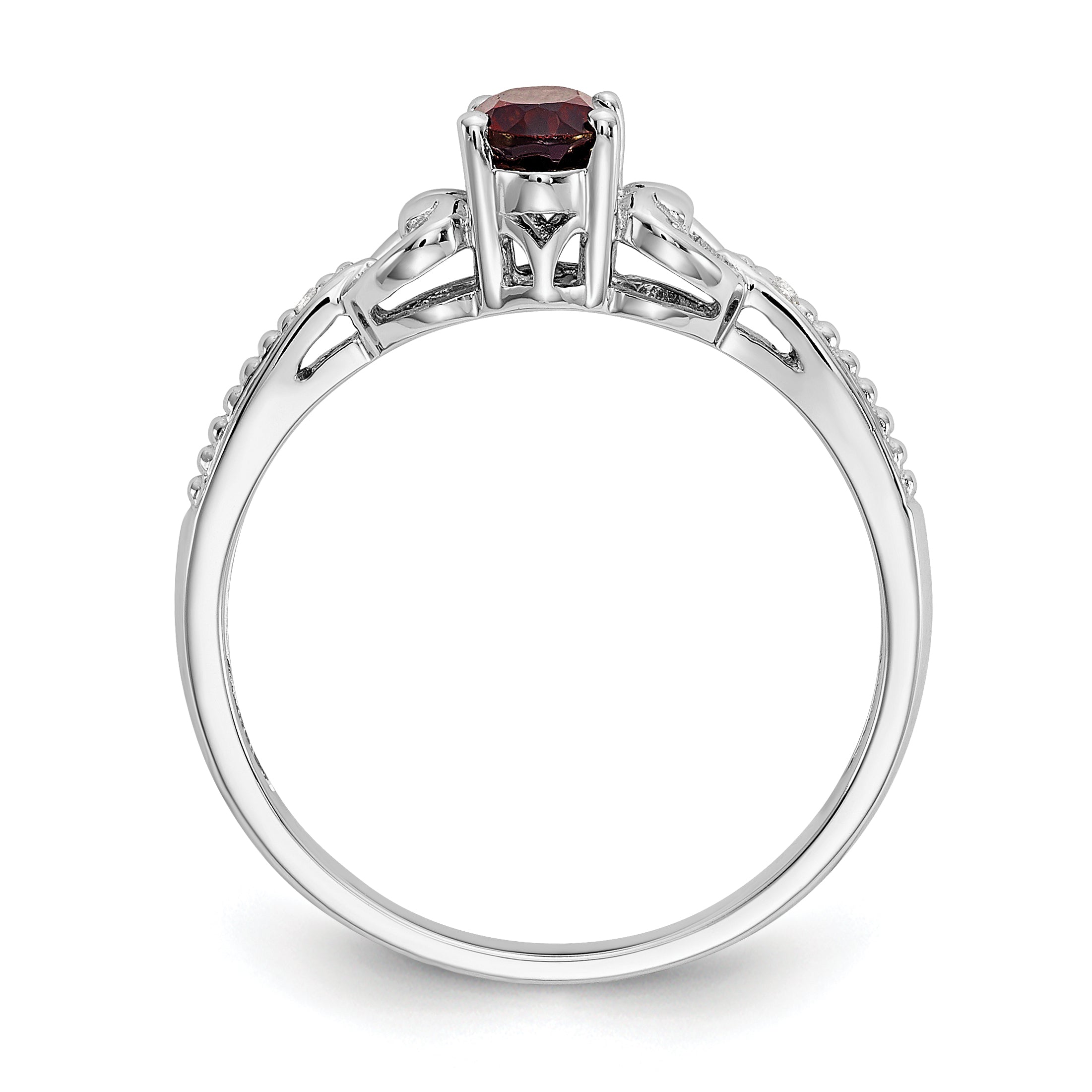 10k White Gold Garnet and Diamond Ring Secondary image