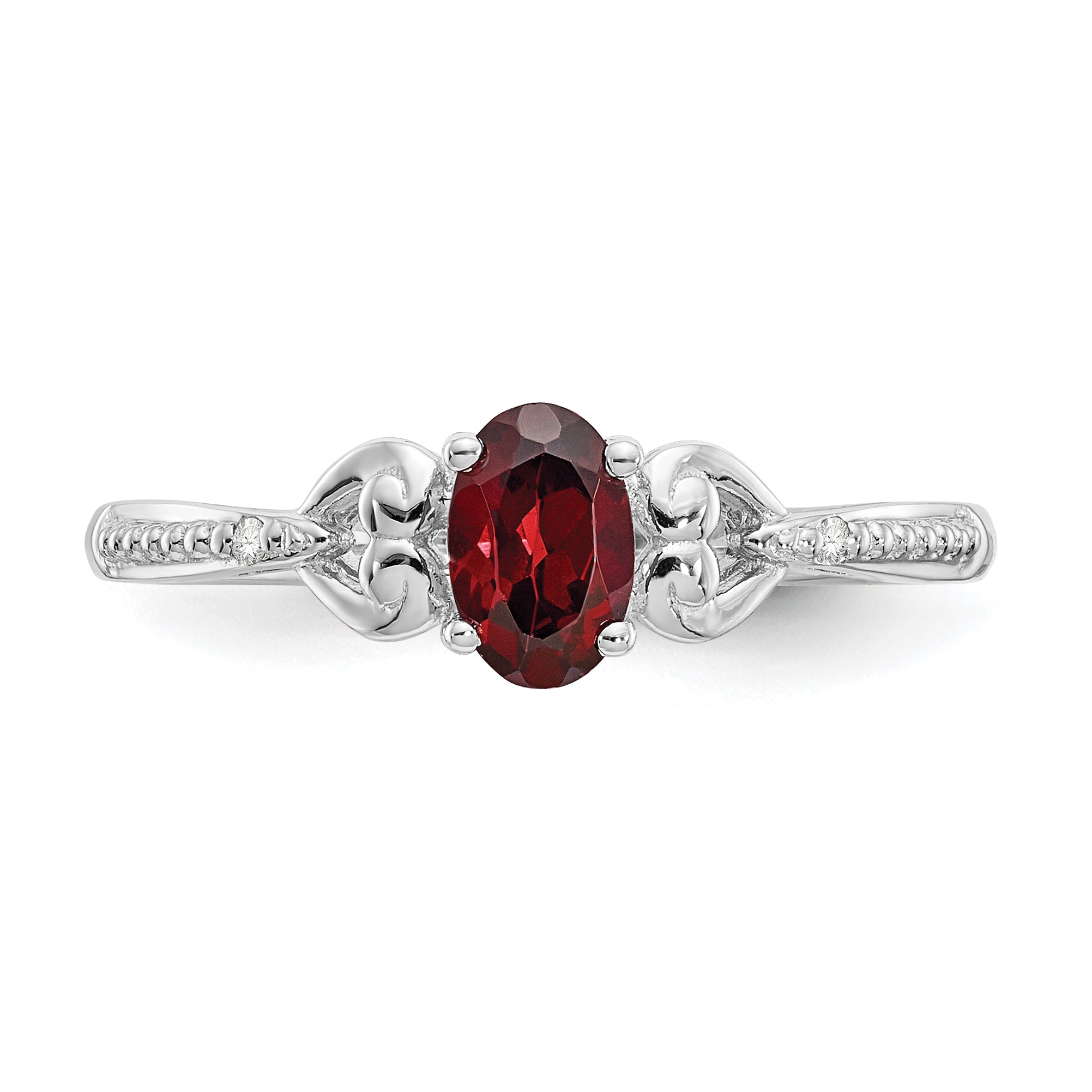 10k White Gold Garnet and Diamond Ring