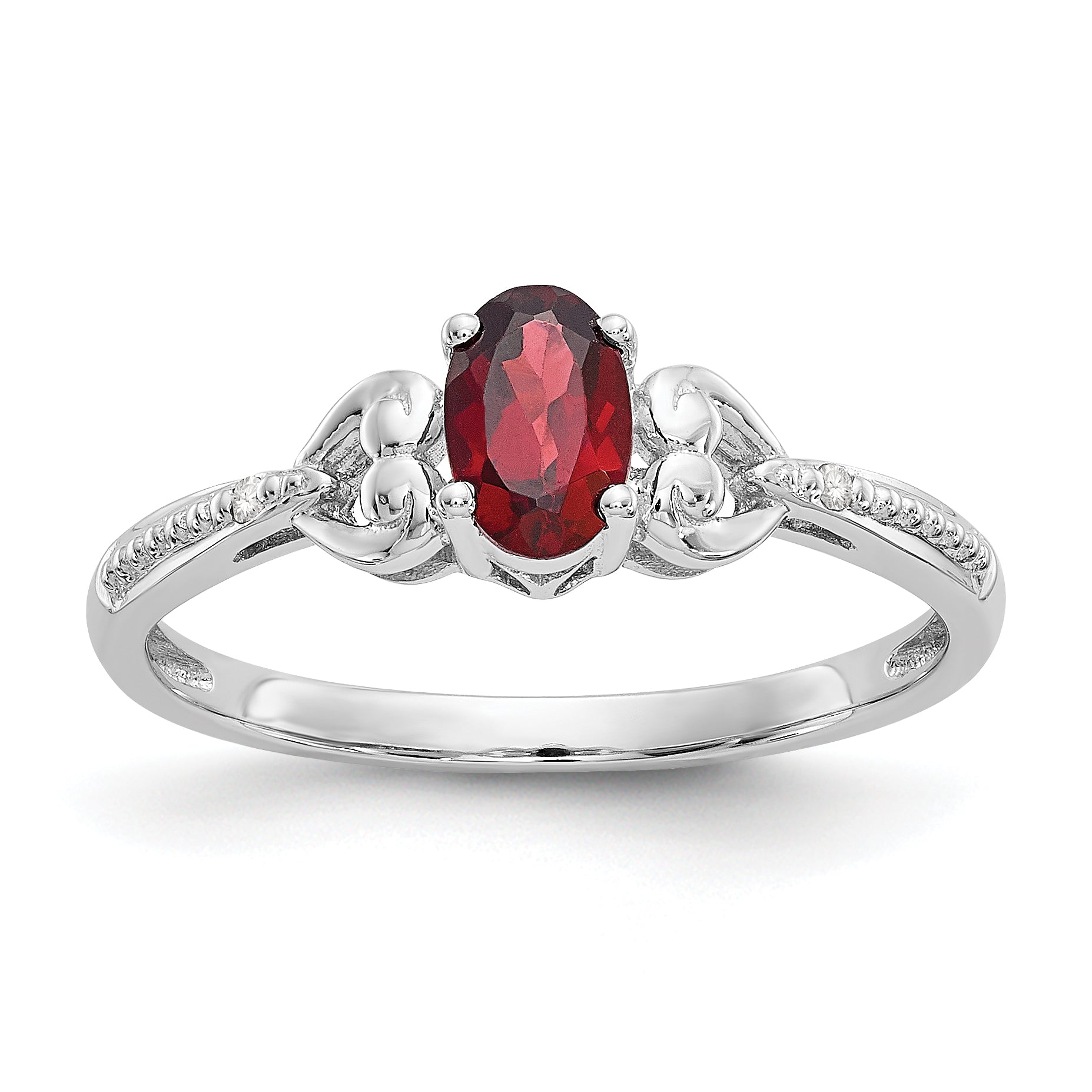 10k White Gold Garnet and Diamond Ring Main image