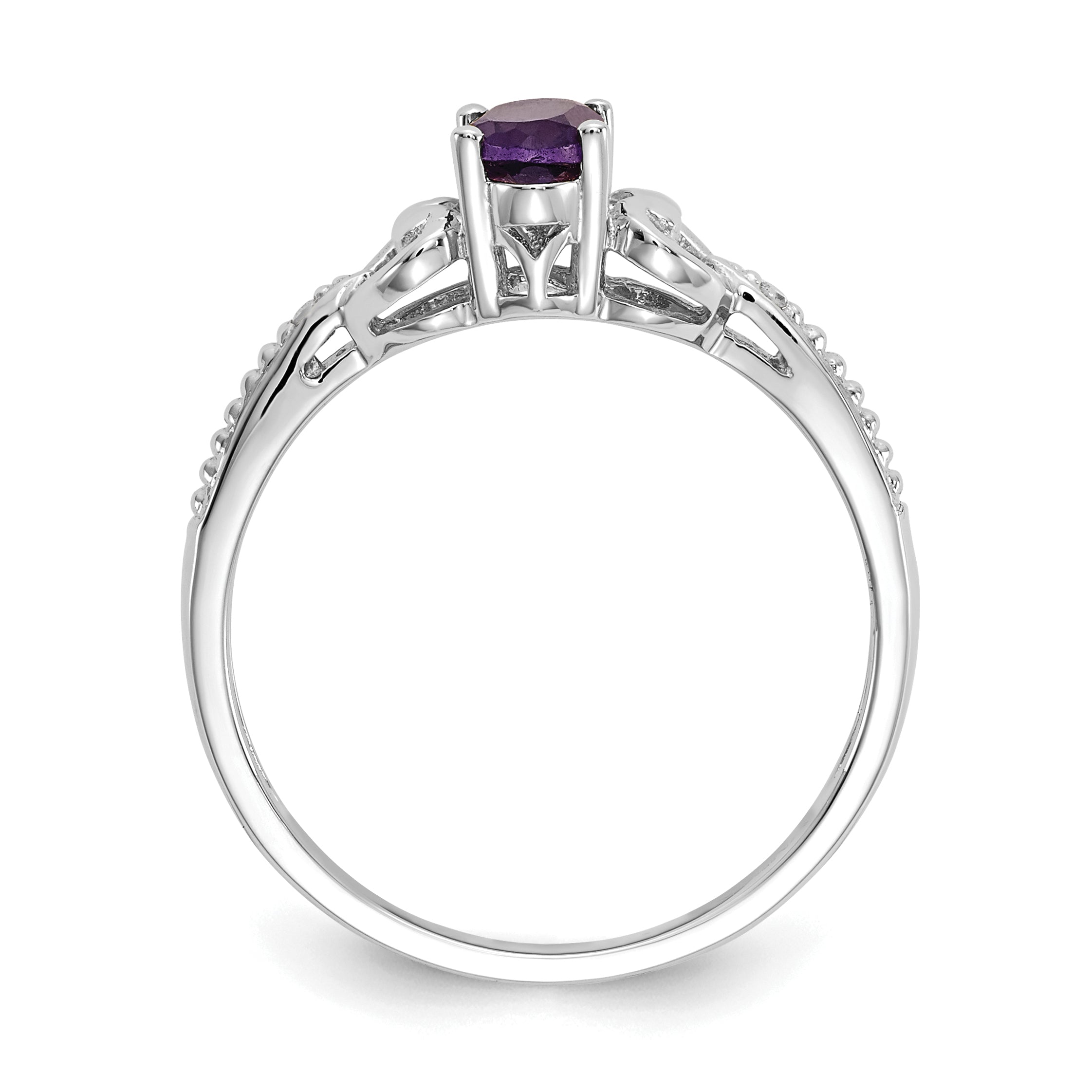 10k White Gold Amethyst and Diamond Ring Secondary image