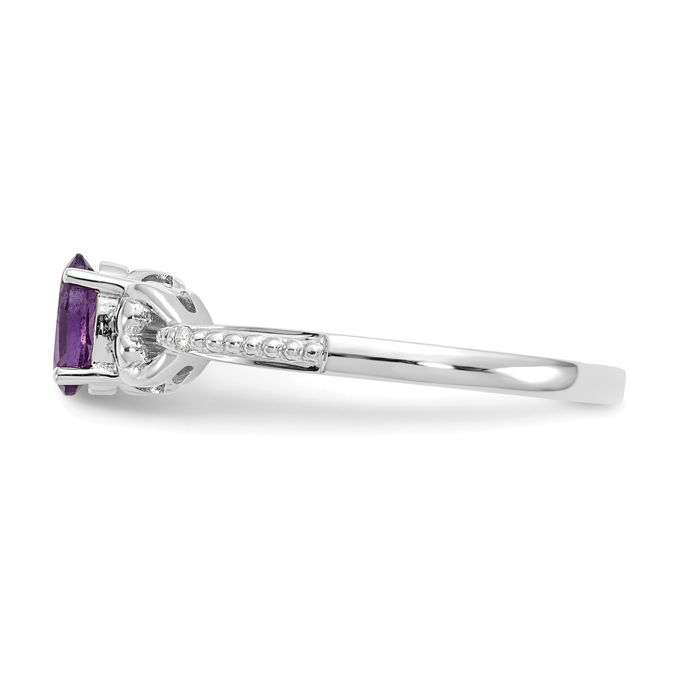 10k White Gold Amethyst and Diamond Ring