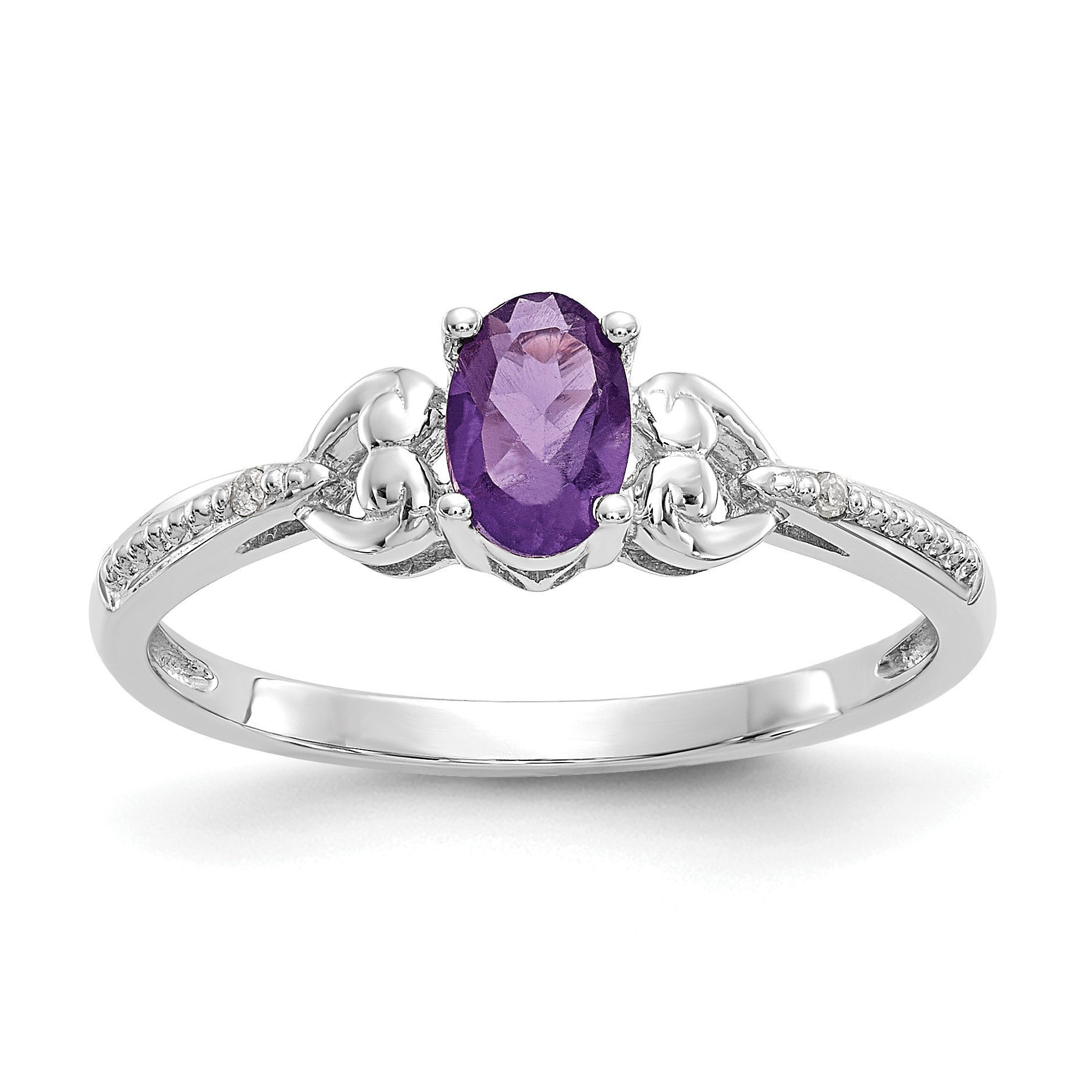 10k White Gold Amethyst and Diamond Ring Main image