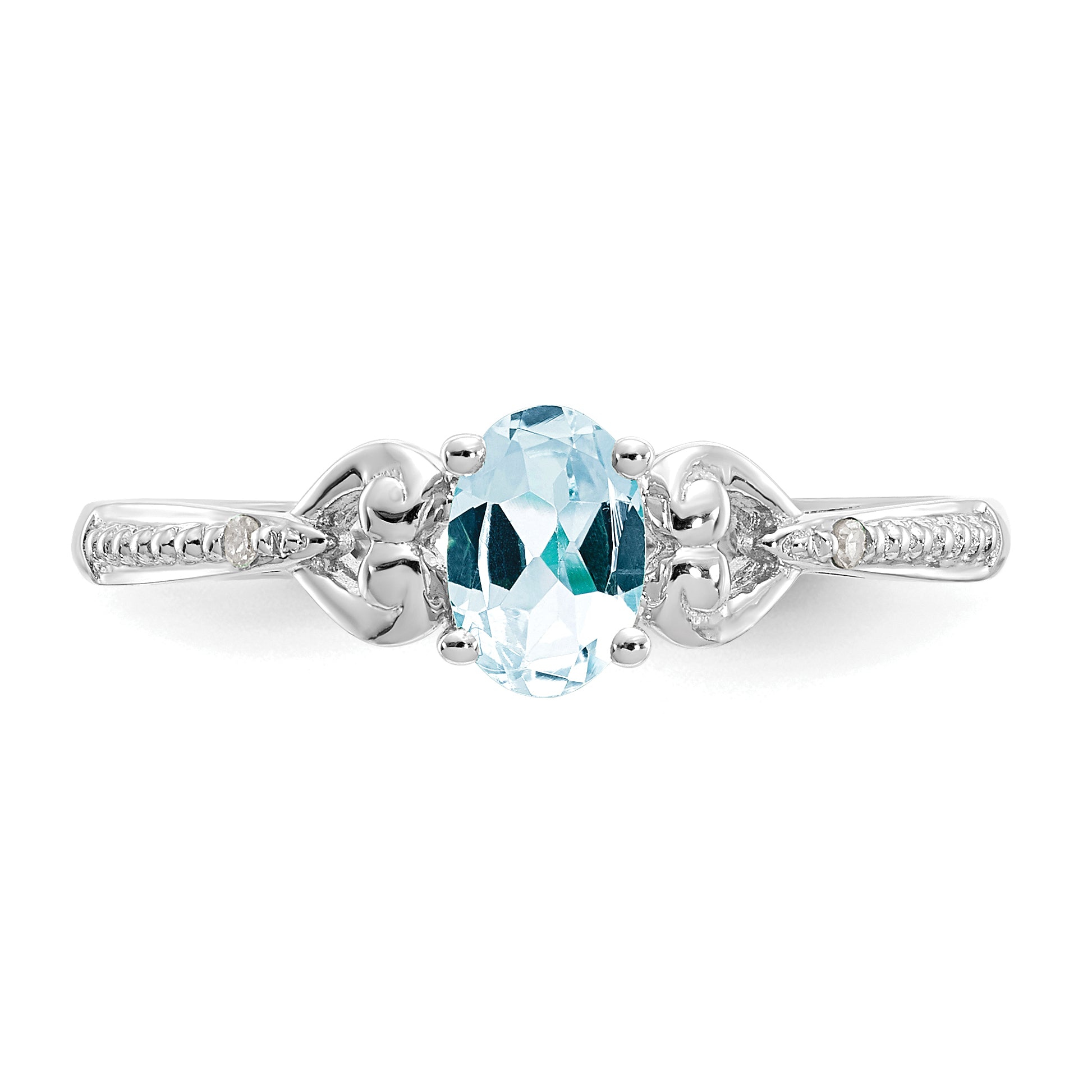 10k White Gold Aquamarine and Diamond Ring