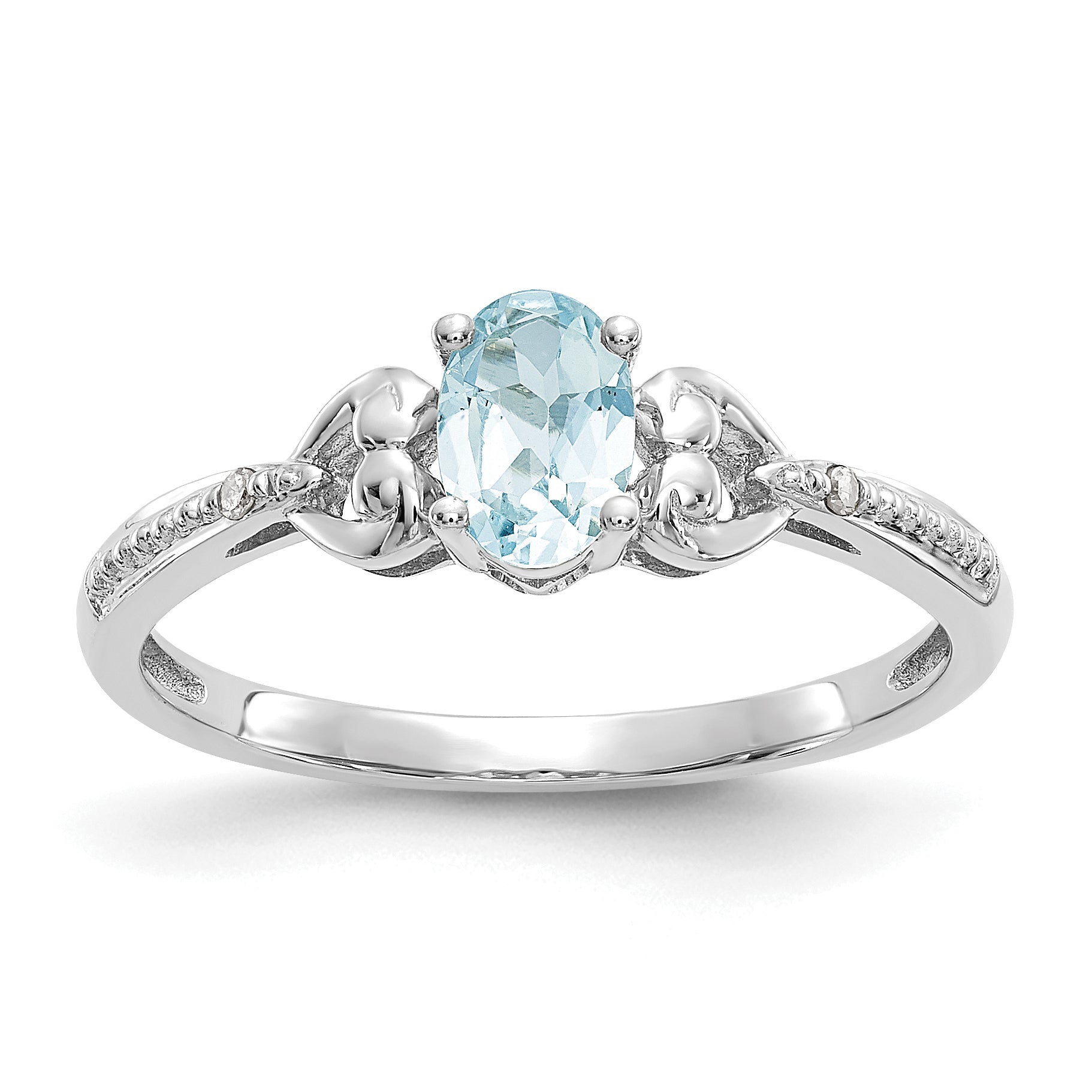 10k White Gold Aquamarine and Diamond Ring Main image