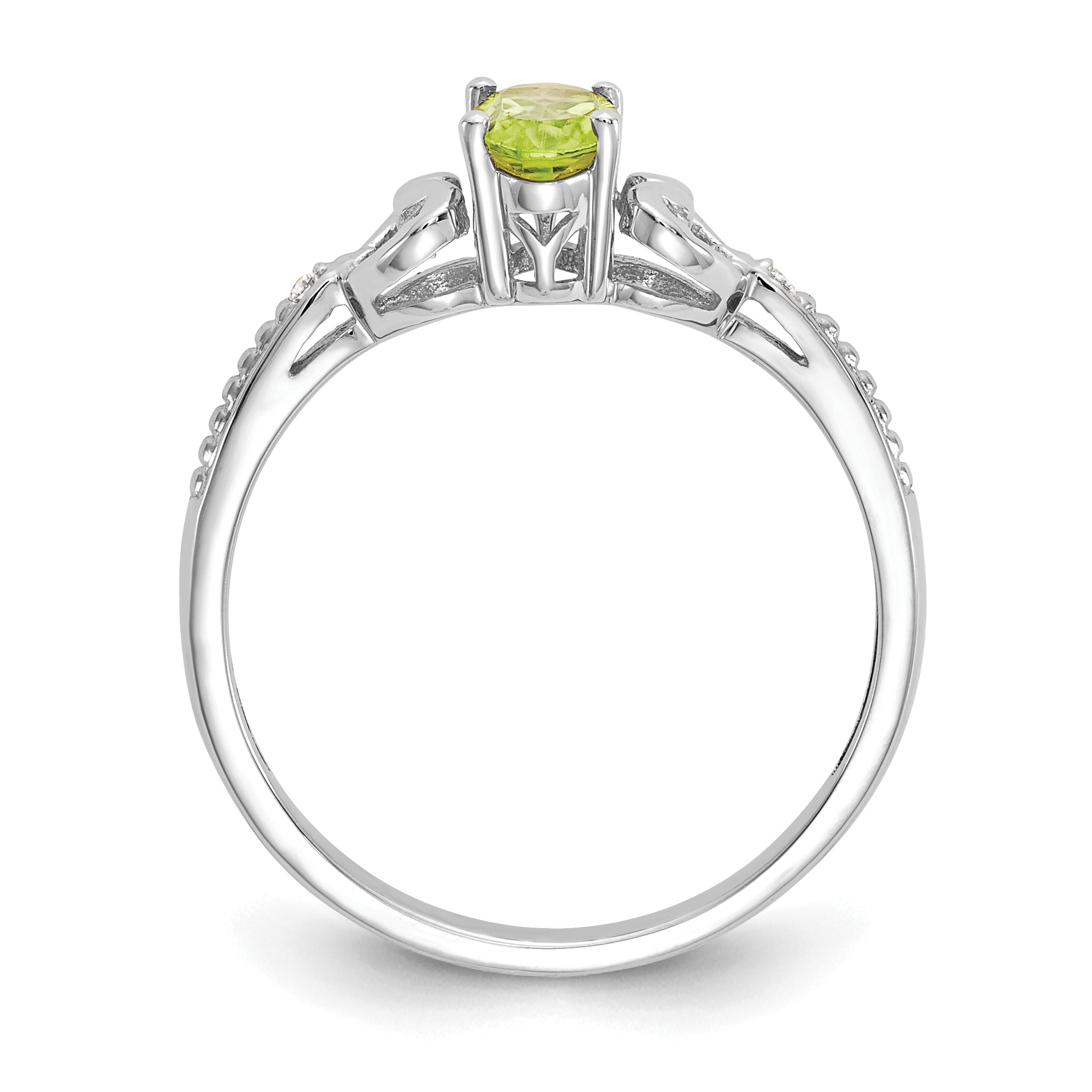 10k White Gold Peridot and Diamond Ring Secondary image