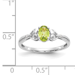 10k White Gold Peridot and Diamond Ring