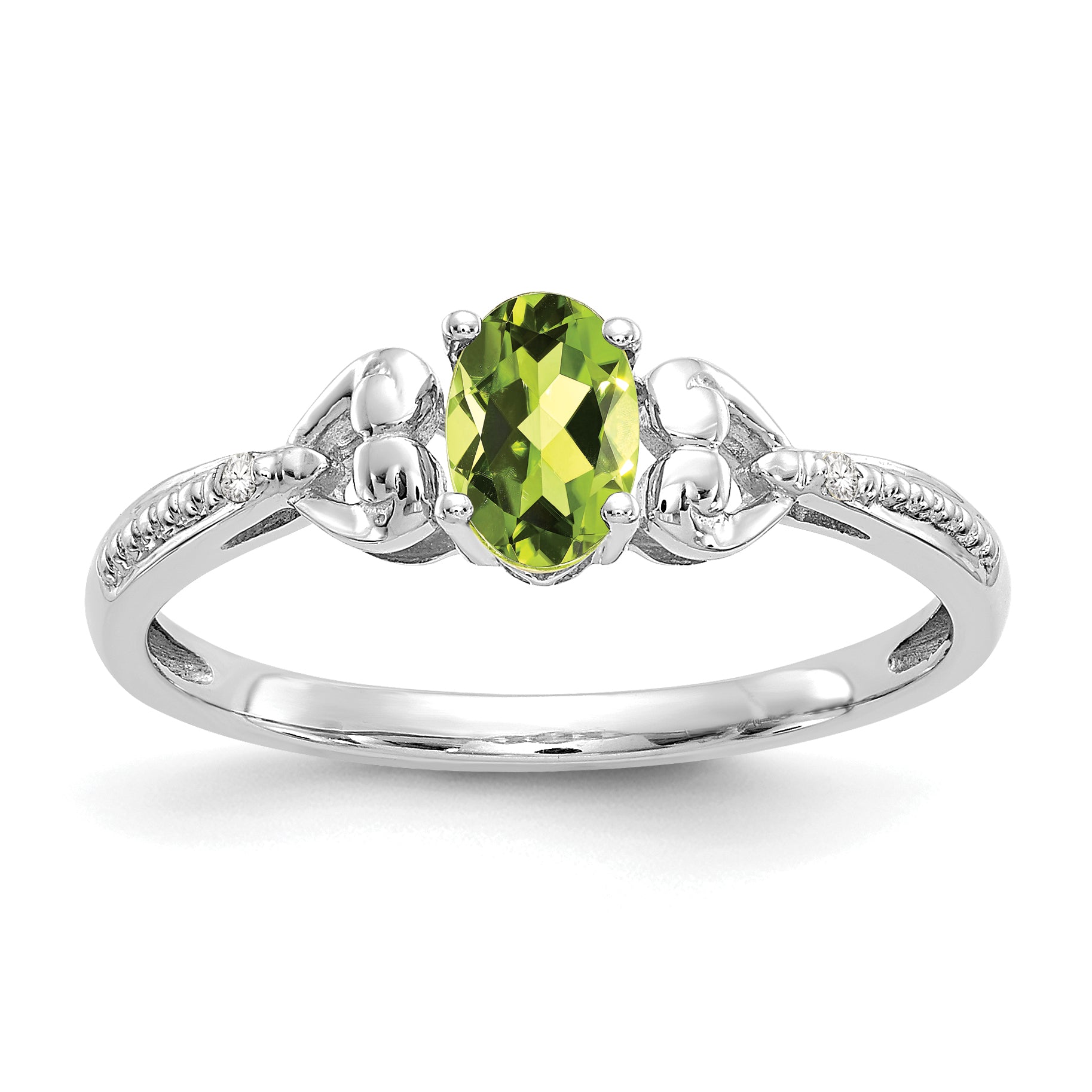 10k White Gold Peridot and Diamond Ring Main image