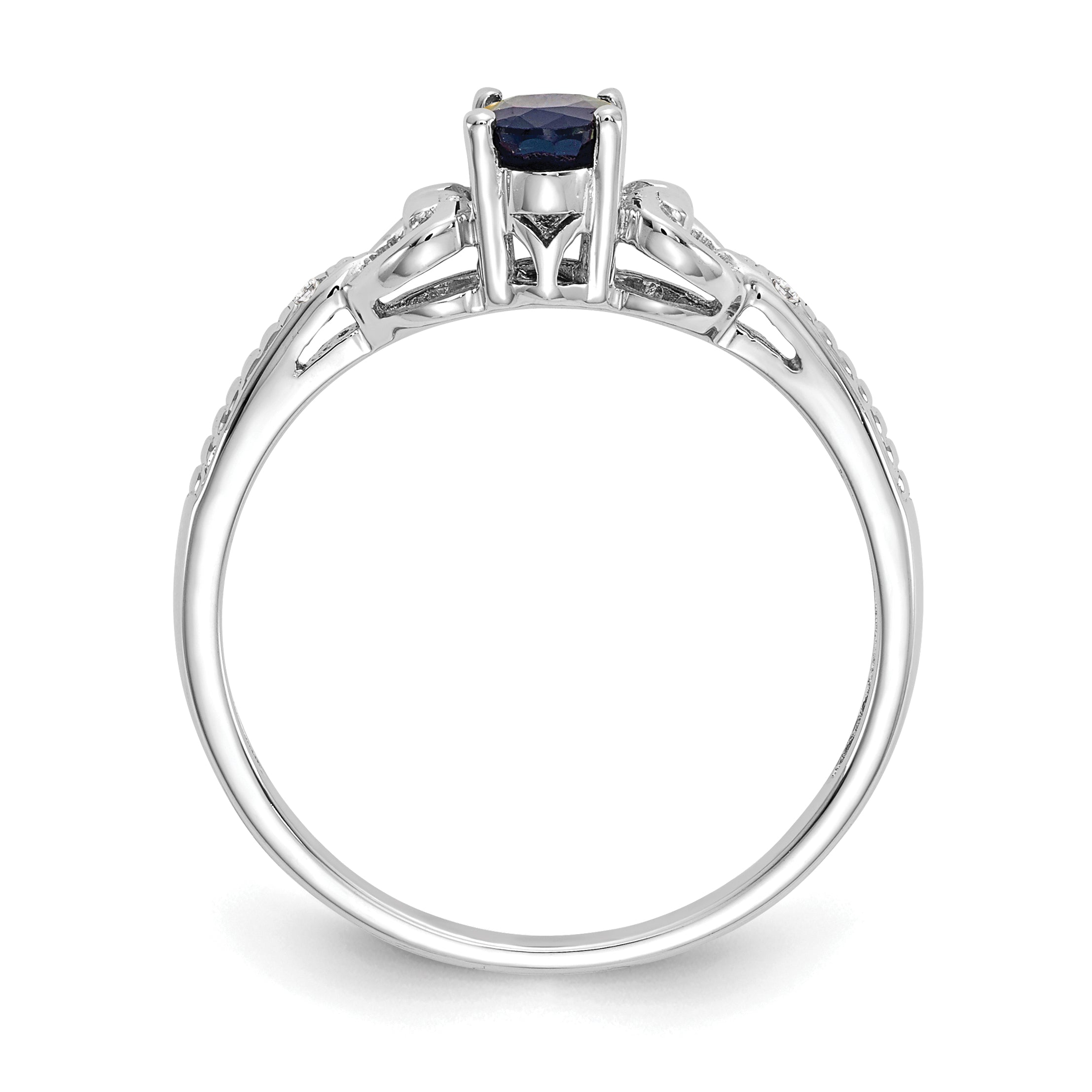 10k White Gold Sapphire and Diamond Ring Secondary image