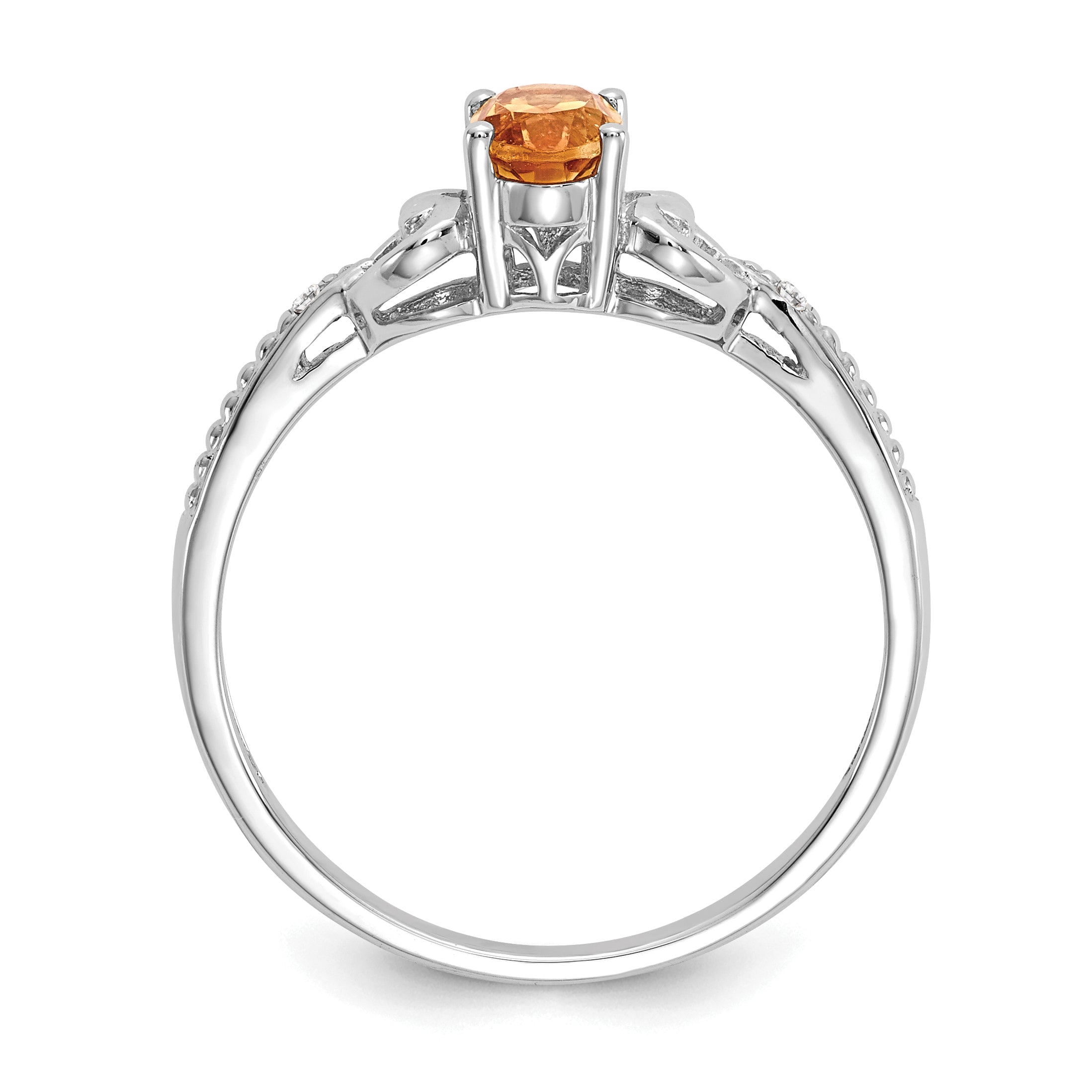 10k White Gold Citrine and Diamond Ring Secondary image