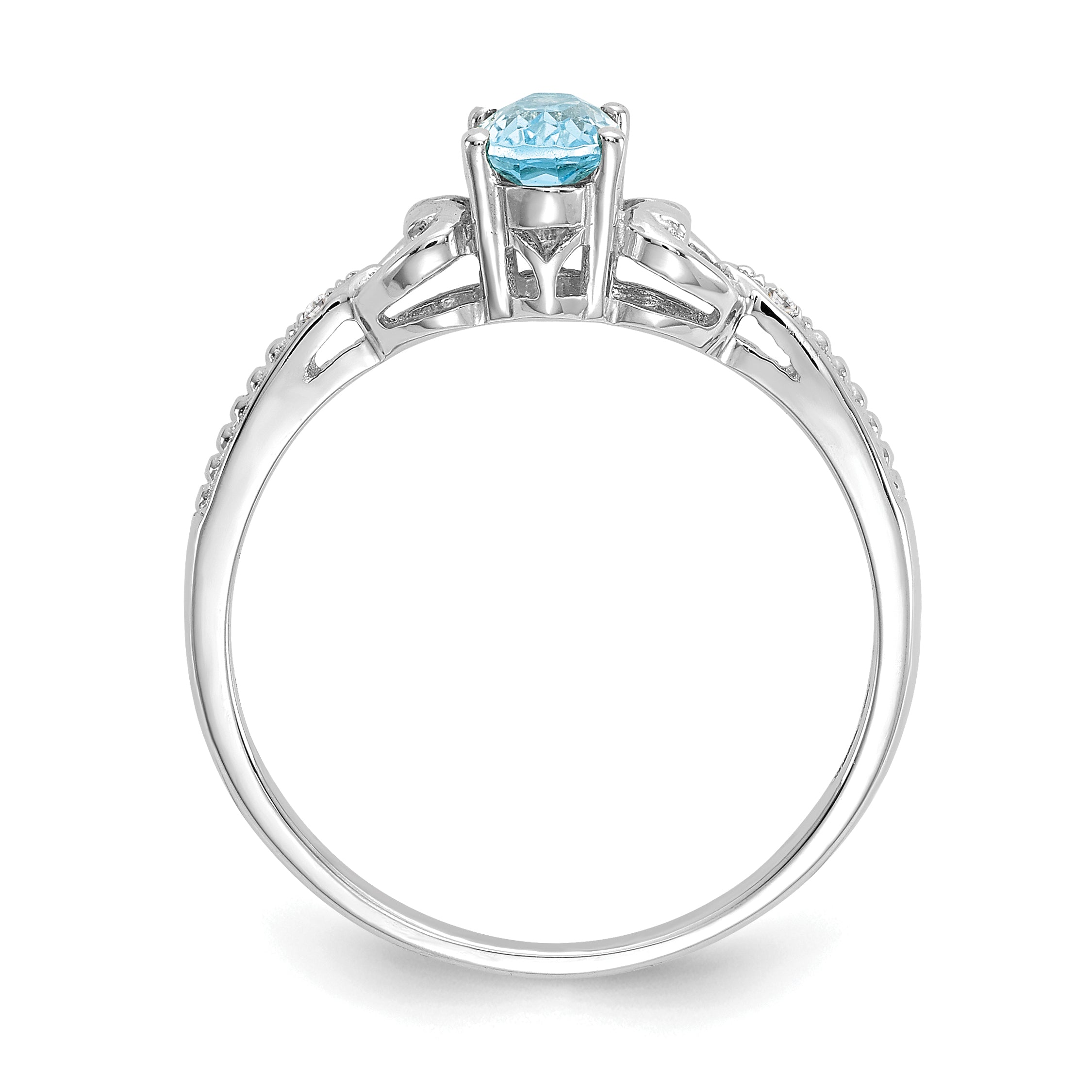 10k White Gold Swiss Blue Topaz and Diamond Ring Secondary image