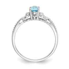 10k White Gold Swiss Blue Topaz and Diamond Ring