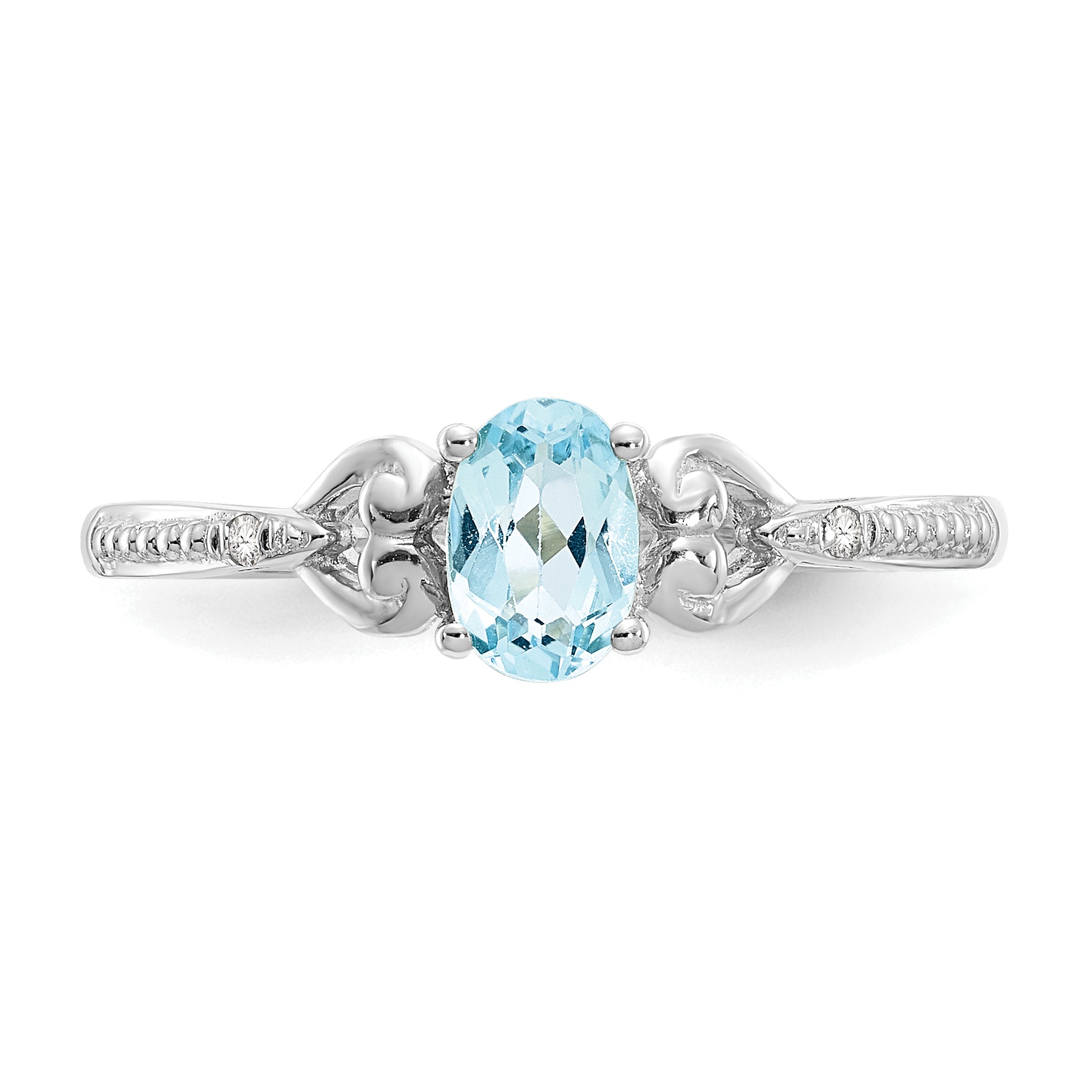 10k White Gold Swiss Blue Topaz and Diamond Ring