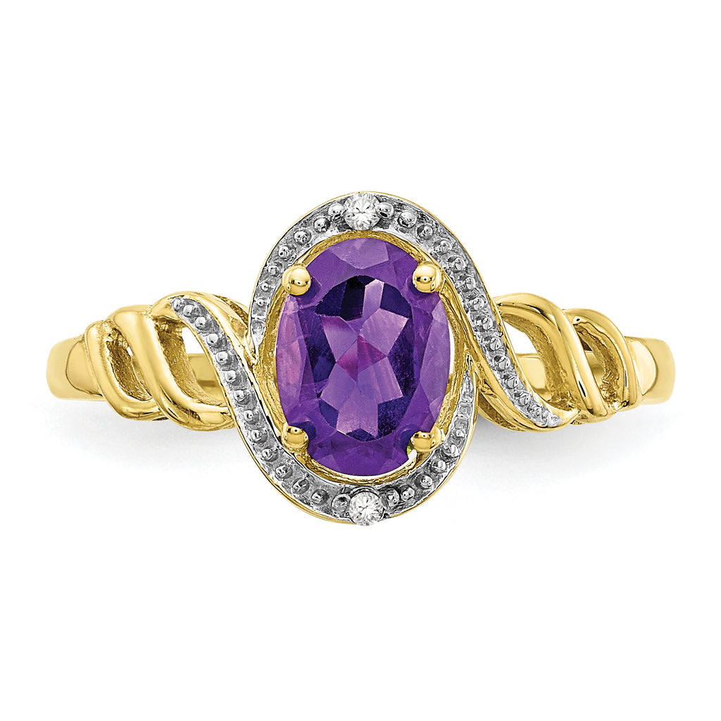 10K Amethyst and Diamond Ring
