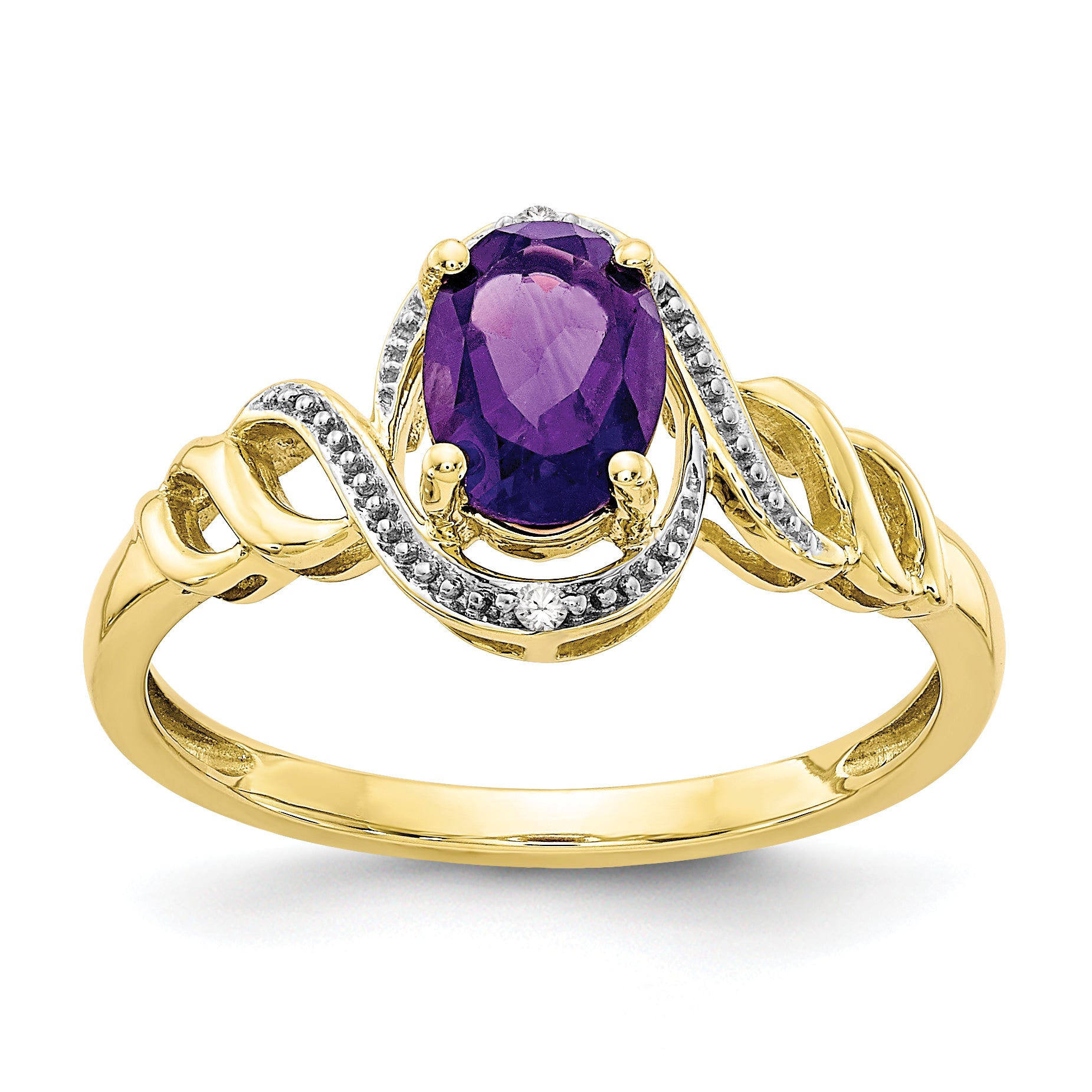 10K Amethyst and Diamond Ring Main image