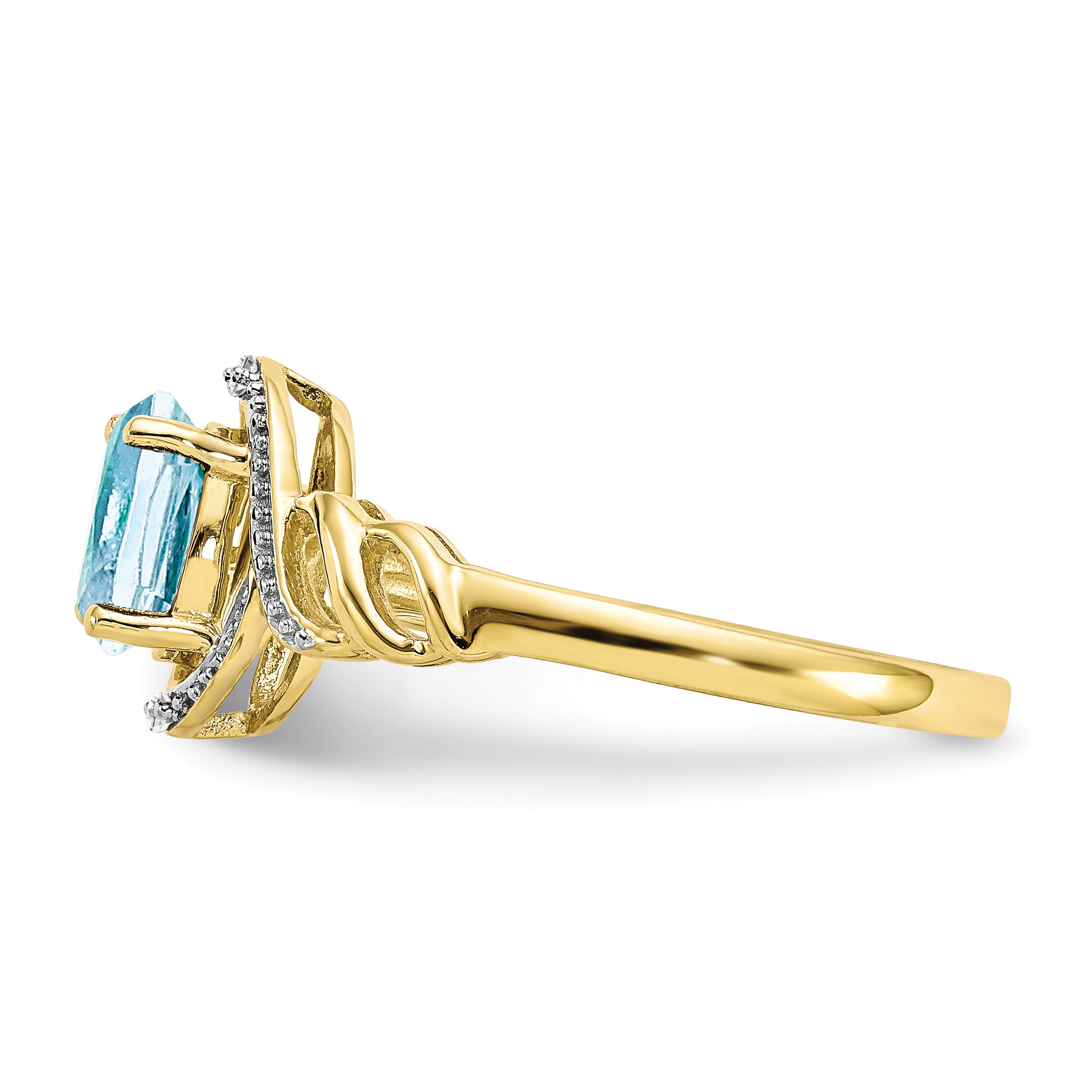 10K Aquamarine and Diamond Ring