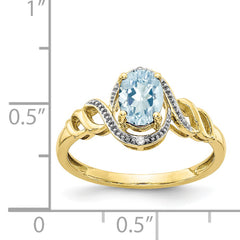 10K Aquamarine and Diamond Ring