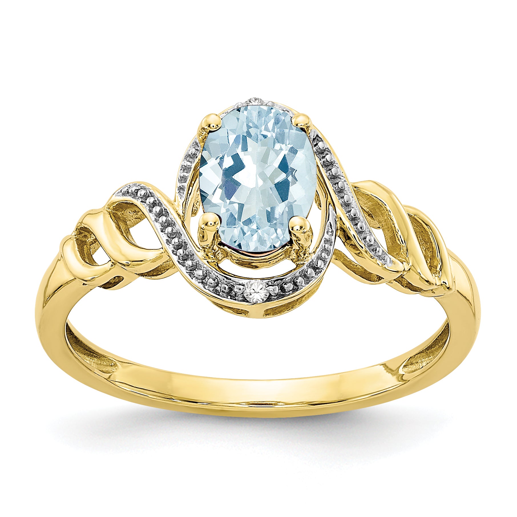 10K Aquamarine and Diamond Ring Main image