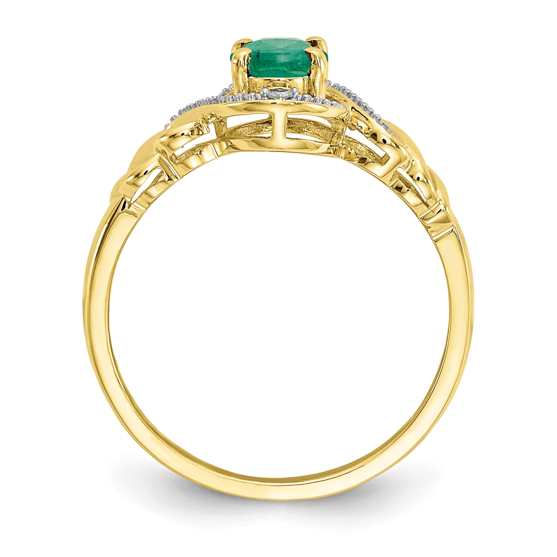 10K Emerald and Diamond Ring