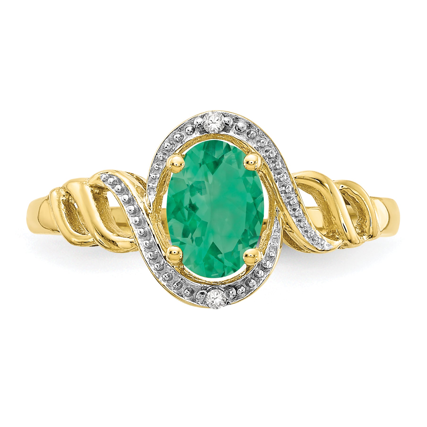 10K Emerald and Diamond Ring