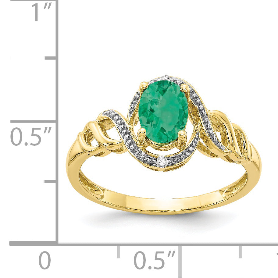 10K Emerald and Diamond Ring